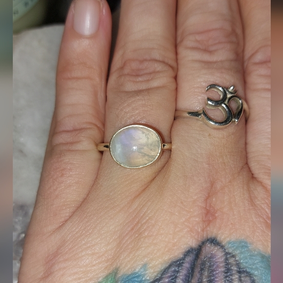 Dainty Moonstone Silver Ring Size 7 - Picture 2 of 5